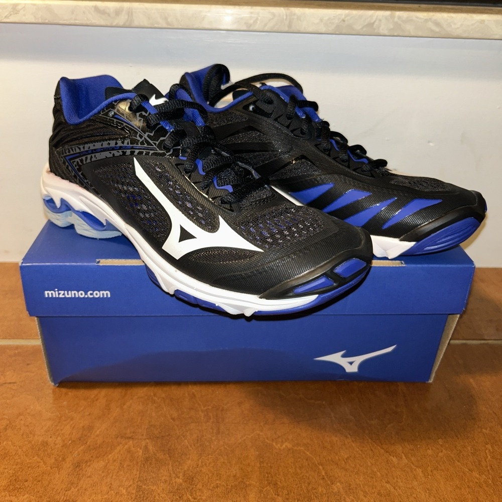 Mizuno Wave Lightning Z5 Womens Volleyball Shoe Black & Blue Size 7.5 New W/ Box